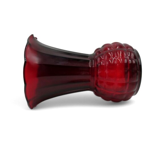 Vase RUBY Red PINEAPPLE Glass With Scalloped Flared Rim Vintage 9" Tall 1970s - Picture 8 of 10